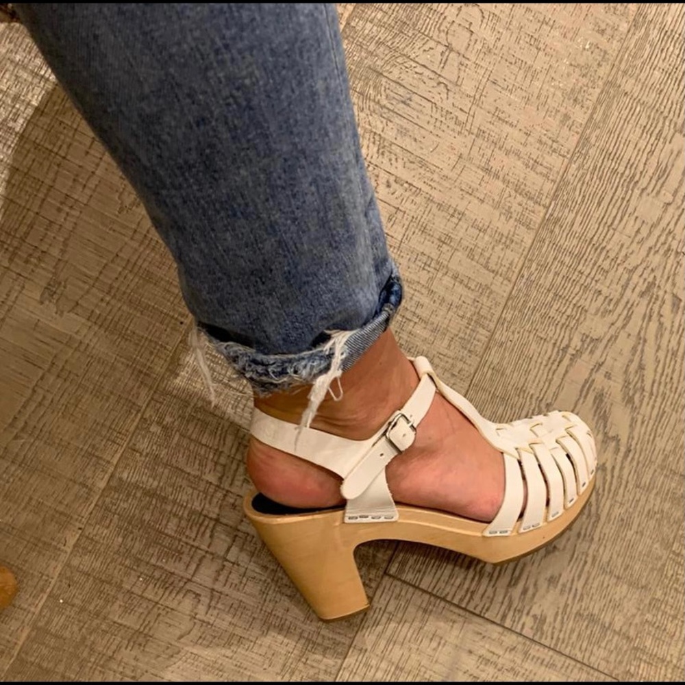 Swedish Hasbeens White Clogs
